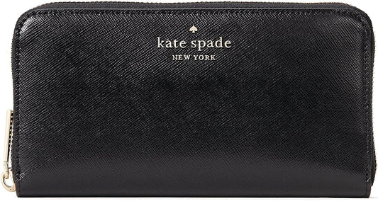 Staci Large Continental Leather Wallet Black