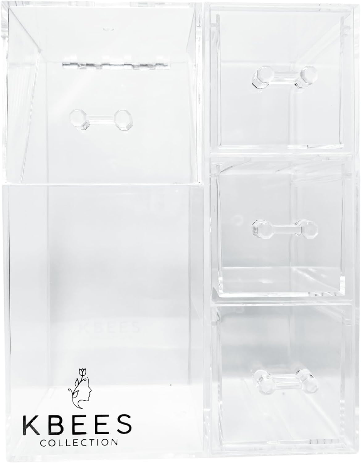 Acrylic Cosmetic Organizer Countertop. Four Slot Brush and Accessories Holder for Vanity, Countertop. Streamlines Beauty Routine